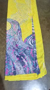 Yellow Printed Saree
