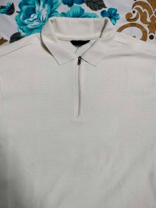 White Quarter-Zip Polo Shirt
