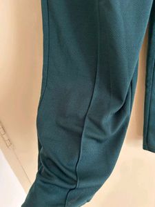 Dark Green High-Waisted Trouser Pants