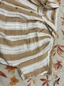 Tan &amp; White Strip Shirt