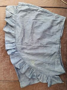 Ruffled Denim Skirt