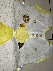 Girls kids dress Cute Yellow &amp; White