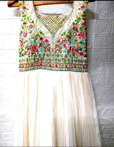 Price Drop!!! Heavy Embroidery White Anarkali Gown
