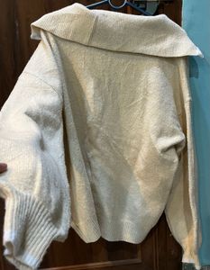 Beige Pullover with Zipper