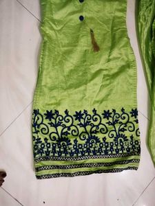 Green Embroidered Kurta Set