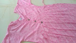 A Beautiful Baby Pink Nyra Pattern Kurti