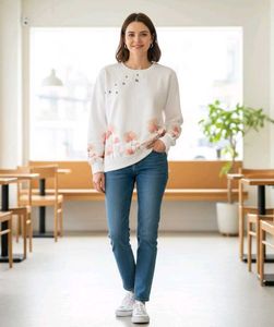 White Floral Sweatshirt