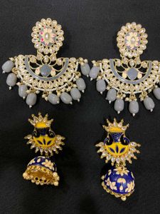 2 pair of kundan earrings