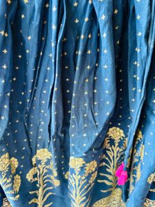 Navy &amp; Gold Star Halter Choli With Lehenga