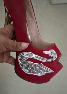 Red Embellished HIgh  Heels