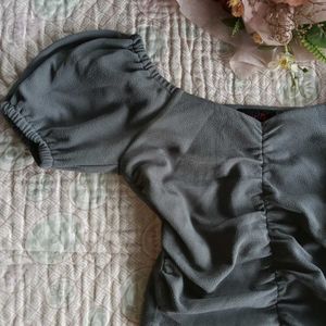 Gray Puff Sleeve Top
