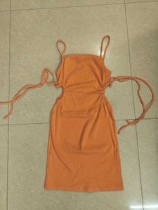 ZARA Orange Tie Strap Dress