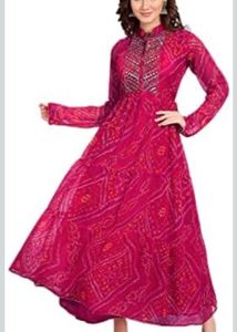 Magenta Bandhani Print Kurta