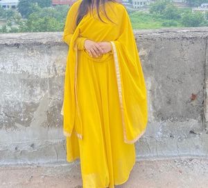 Yellow Georgette Anarkali Suit