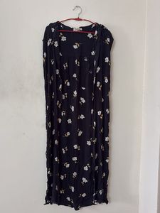 Floral Print Black Dress