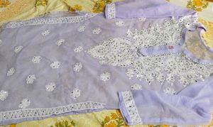 Mirror Work Chikankari Kurti With Inner