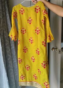 Yellow Embroidered Kurti