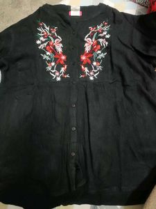 Embroidered Black Top
