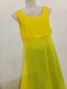 Yellow Middi Dress Can Wear With Jeans