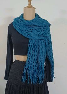 Turquoise Blue Knit Scarf
