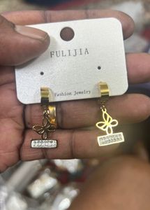 Anti Tarnish Golden AD Stone Earrings