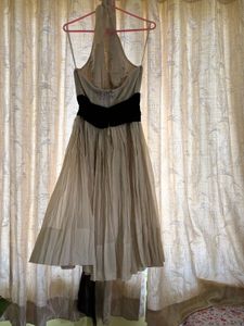 Cream Halter Dress with Black Sash