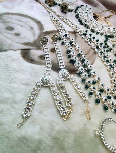 Bridal Jewelry Set - Silver &amp; Green