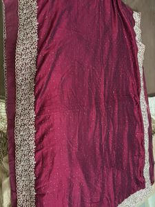 Maroon Saree With Desinger Blouse