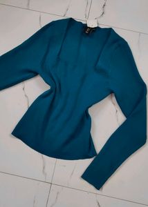 Blue Square Neck Top