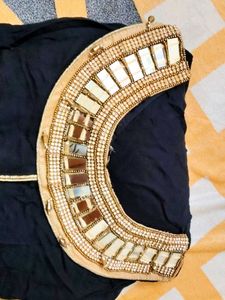 Elegant Black &amp; Gold Anarkali Dress