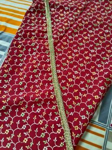 Red Floral Dupatta