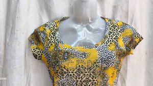 Yellow Printed Casual Top