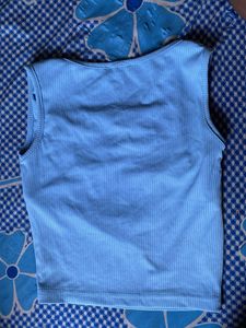 Blue Ribbed Tank Top