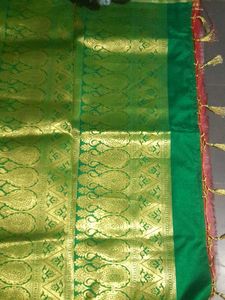 Beautiful Pink ND Green Pattu Sare With Blouse