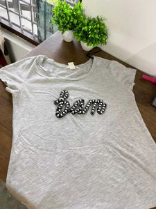 Gray Embellished Tee