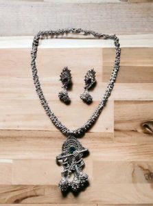 Silver Krishna Pendant Necklace 🌼