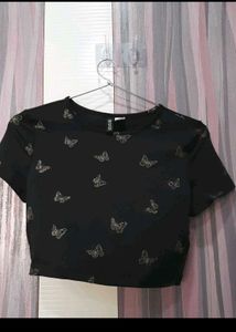 H&m Top Silver Butterfly/ Fit Xs/S, Brand New