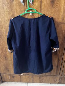 Beautiful Geometric Work Blue Top