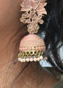 Pink Jhumka Earrings