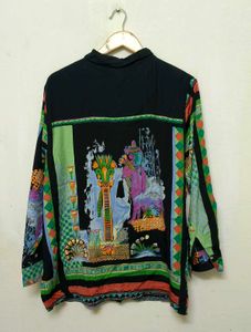 Trendy New Vintage Scenic Print Button-Up Shirt