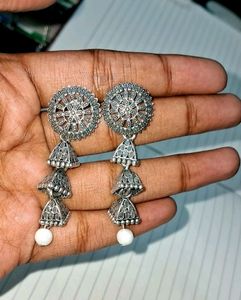 Oxidized Chocker Necklace With Earring
