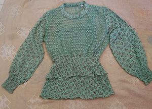 Green Floral Ruffle Beutiful Top