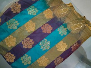 Beautiful Peacock Shaded Multicolored Silk Saree