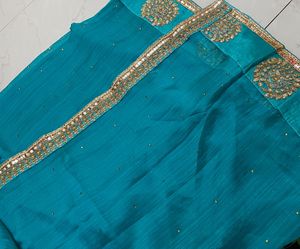Teal Embellished Saree
