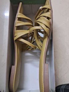 New Green Strappy Flats Catwalk