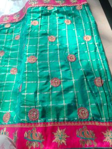 Elegant Green &amp; Pink Saree