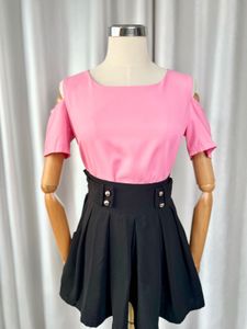 Pink Cold Shoulder Top