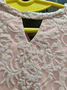 Pink Jali Upper Top, With Lining