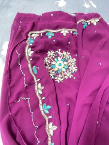 Purple Embellished Saree