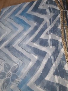 Blue and White Saree